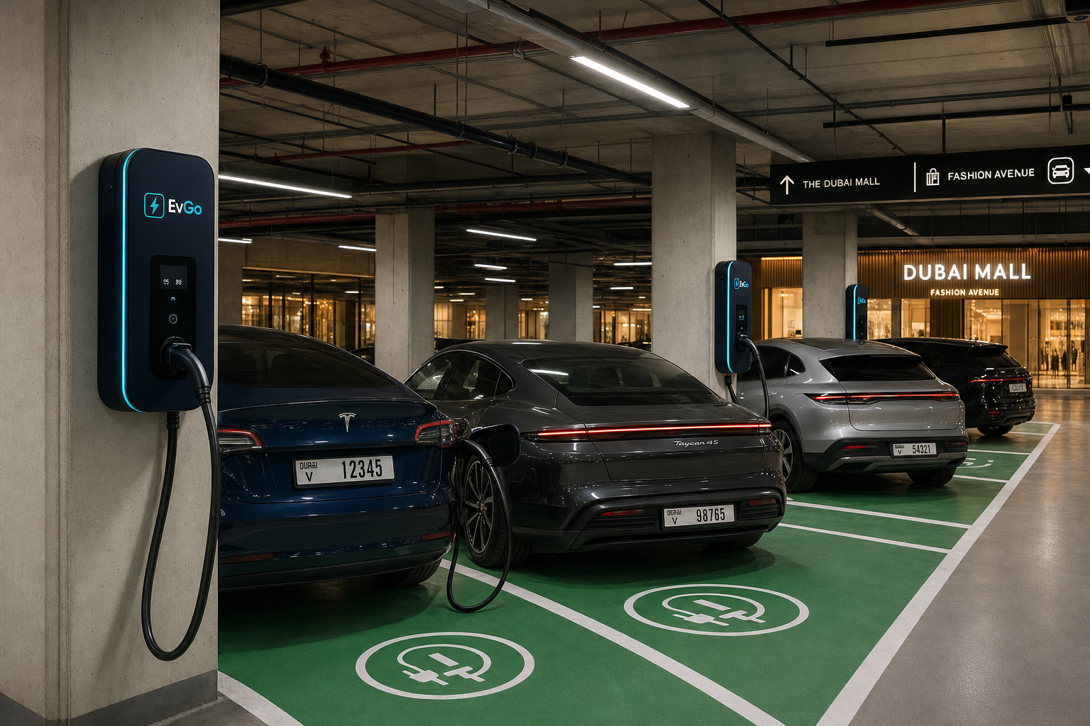 Premium commercial EV charging UAE mall